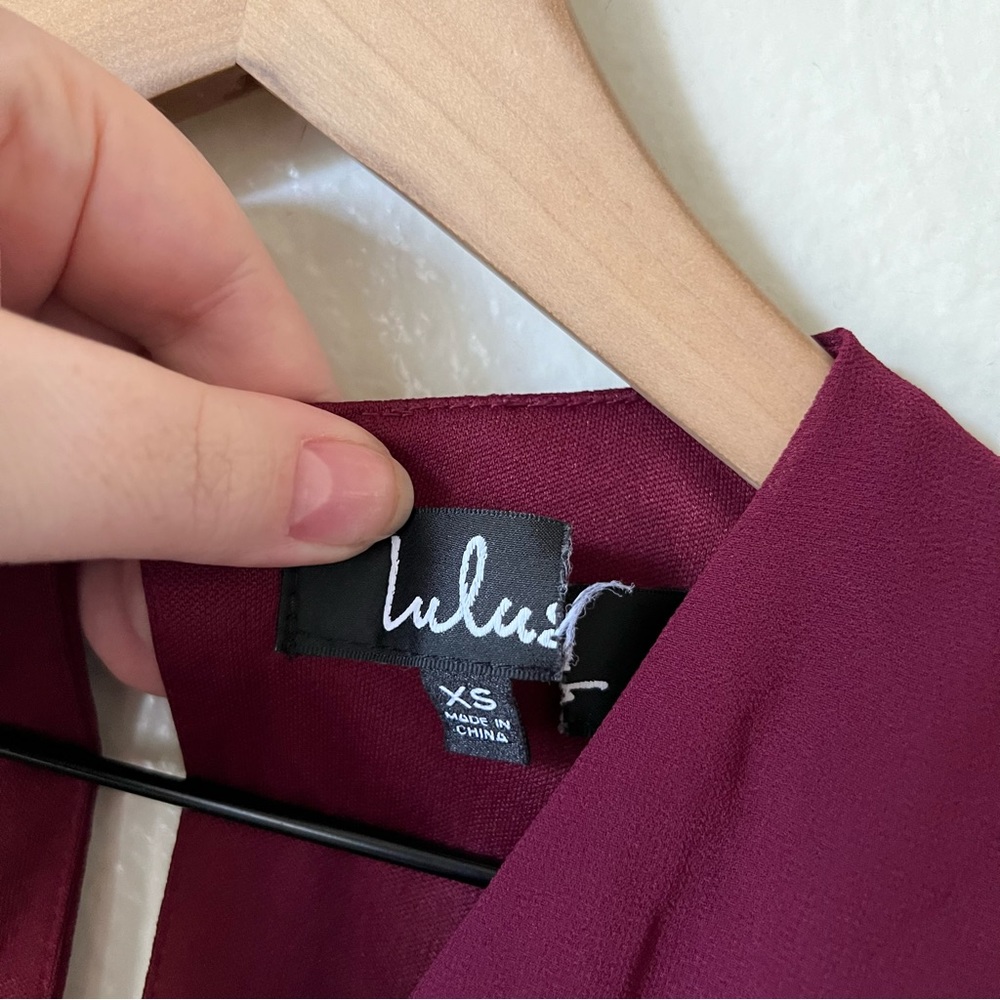Lulus | Luck and Love Burgundy Three-Quarter Sleeve Romper - Picture 4 of 8